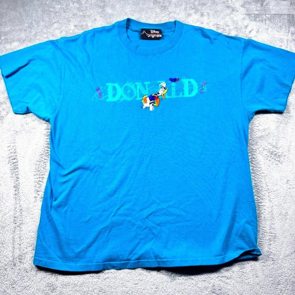 Vintage 90s Disney Originals‎ Donald Duck Blue Embroidered T Shirt S/M